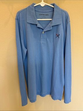 Crewcuts Sky Blue Long-Sleeve Polo with Small Chest Emblem